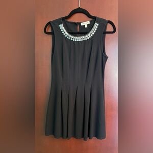 Monteau Black Dress with Jewel Neckline